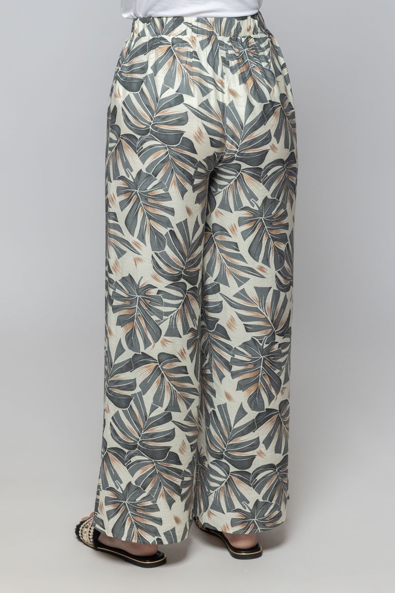 Women Flowy Wide Leg Summer Pants with Full Prints Pattern