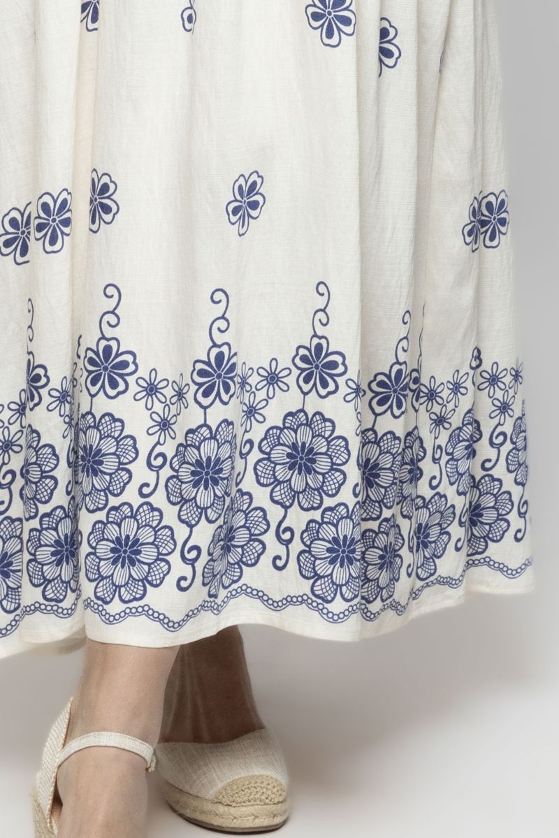 Short Sleeves Maxi Dress with Full Print Pattern