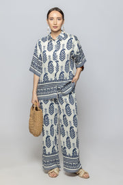 Women Flowy Wide Leg Summer Pants with Full Prints Pattern