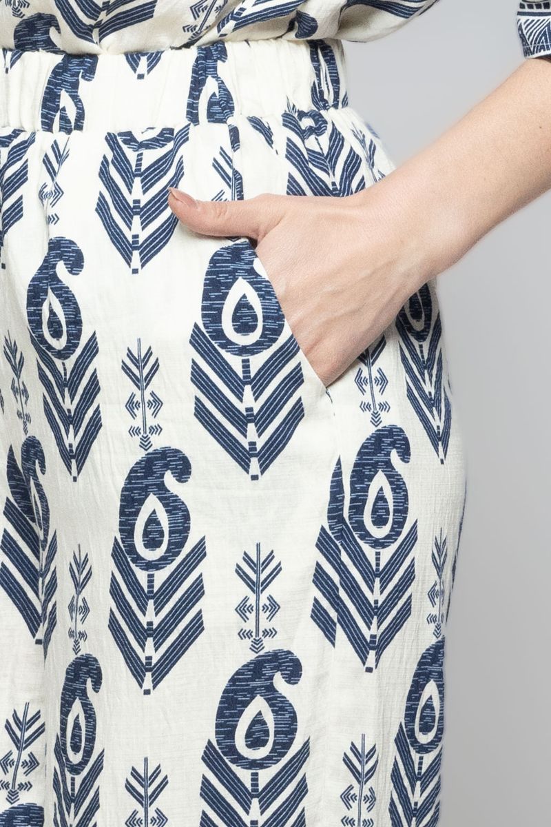 Women Flowy Wide Leg Summer Pants with Full Prints Pattern