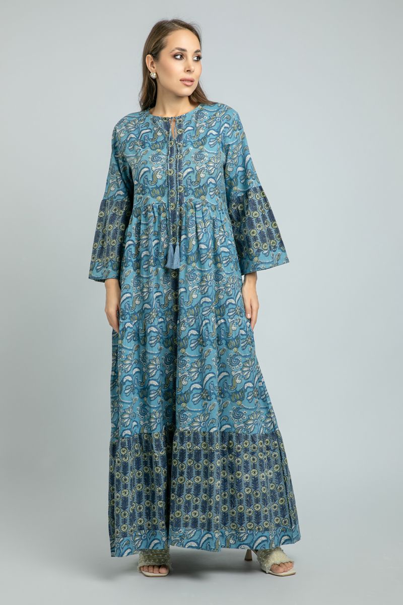 Flowy women Maxi Dress with full prints