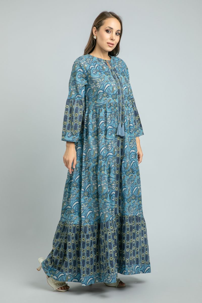 Flowy women Maxi Dress with full prints