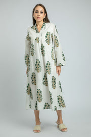 women Longline Flowy Dress with Full Print Pattern