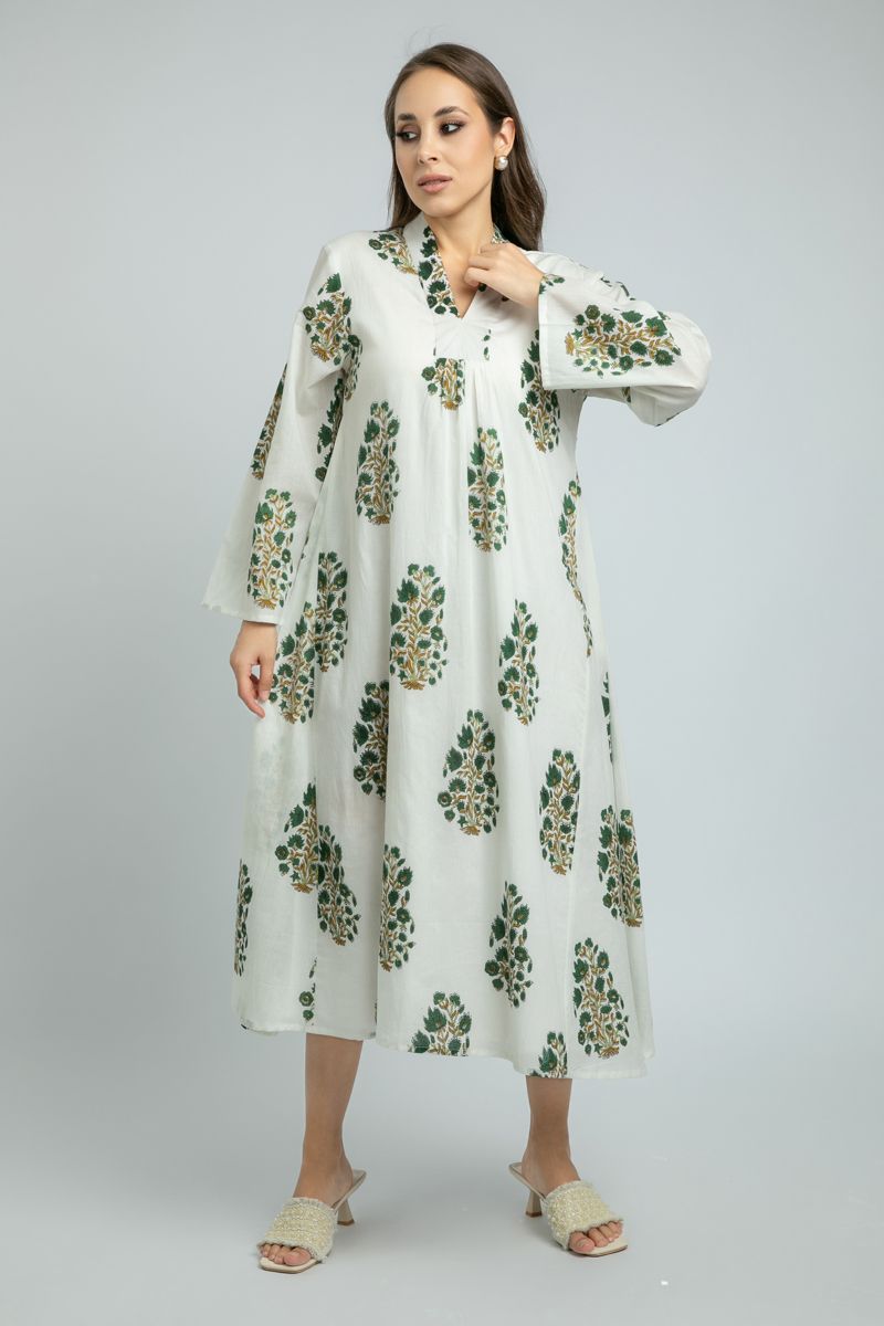 women Longline Flowy Dress with Full Print Pattern