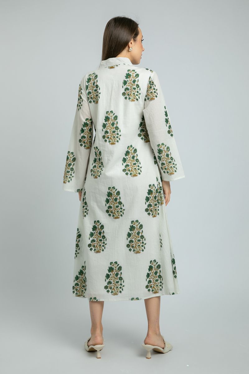 women Longline Flowy Dress with Full Print Pattern