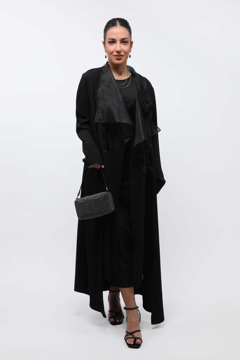 women abaya with organza details