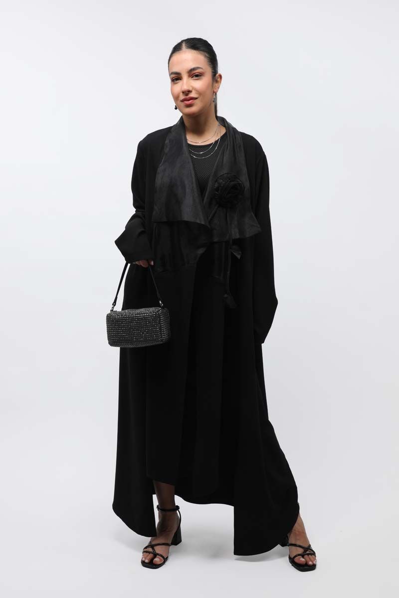 women abaya with organza details