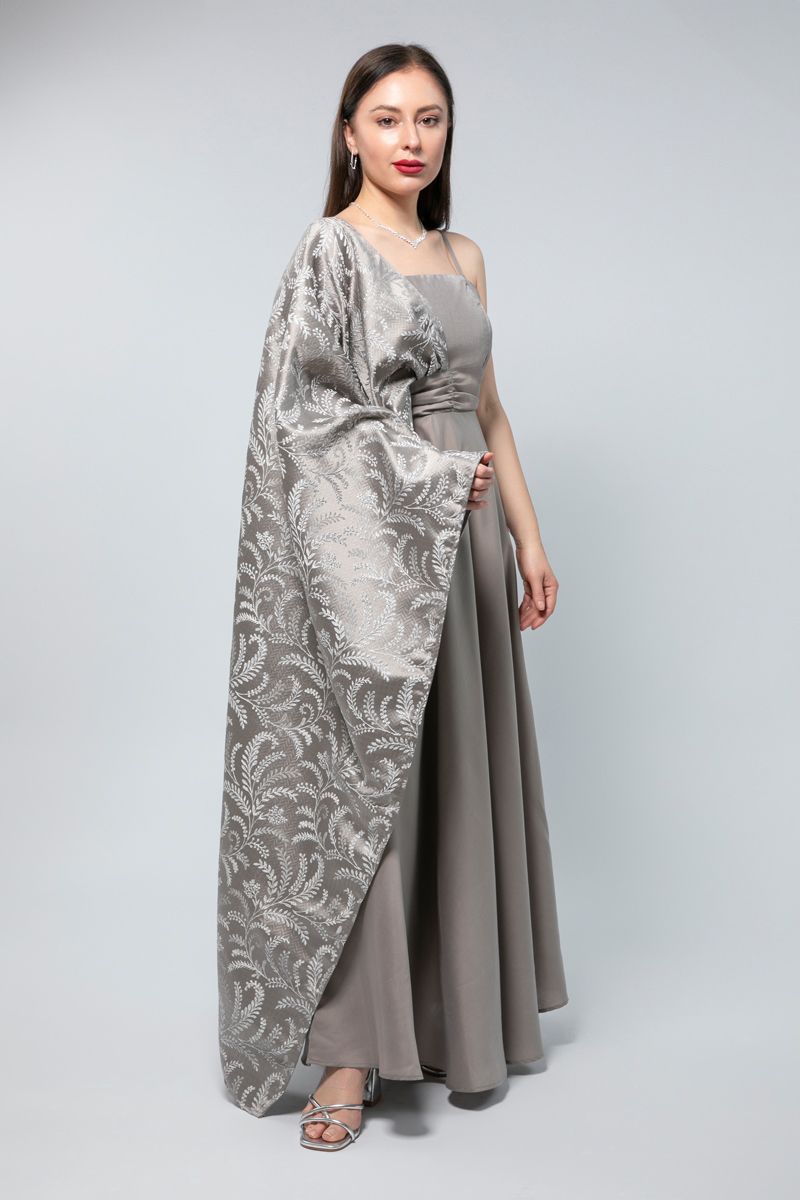Womens Embellished Cape Maxi Dress - A Masterpiece for Special Occasions
