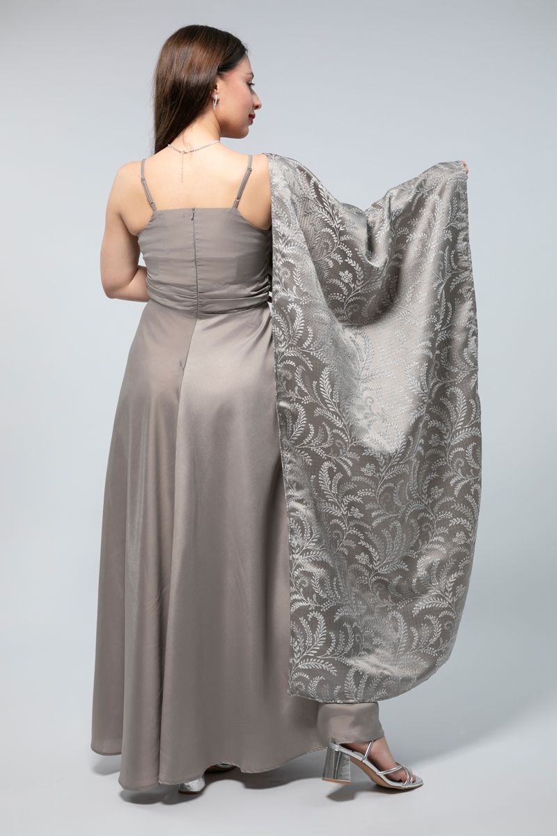 Womens Embellished Cape Maxi Dress - A Masterpiece for Special Occasions