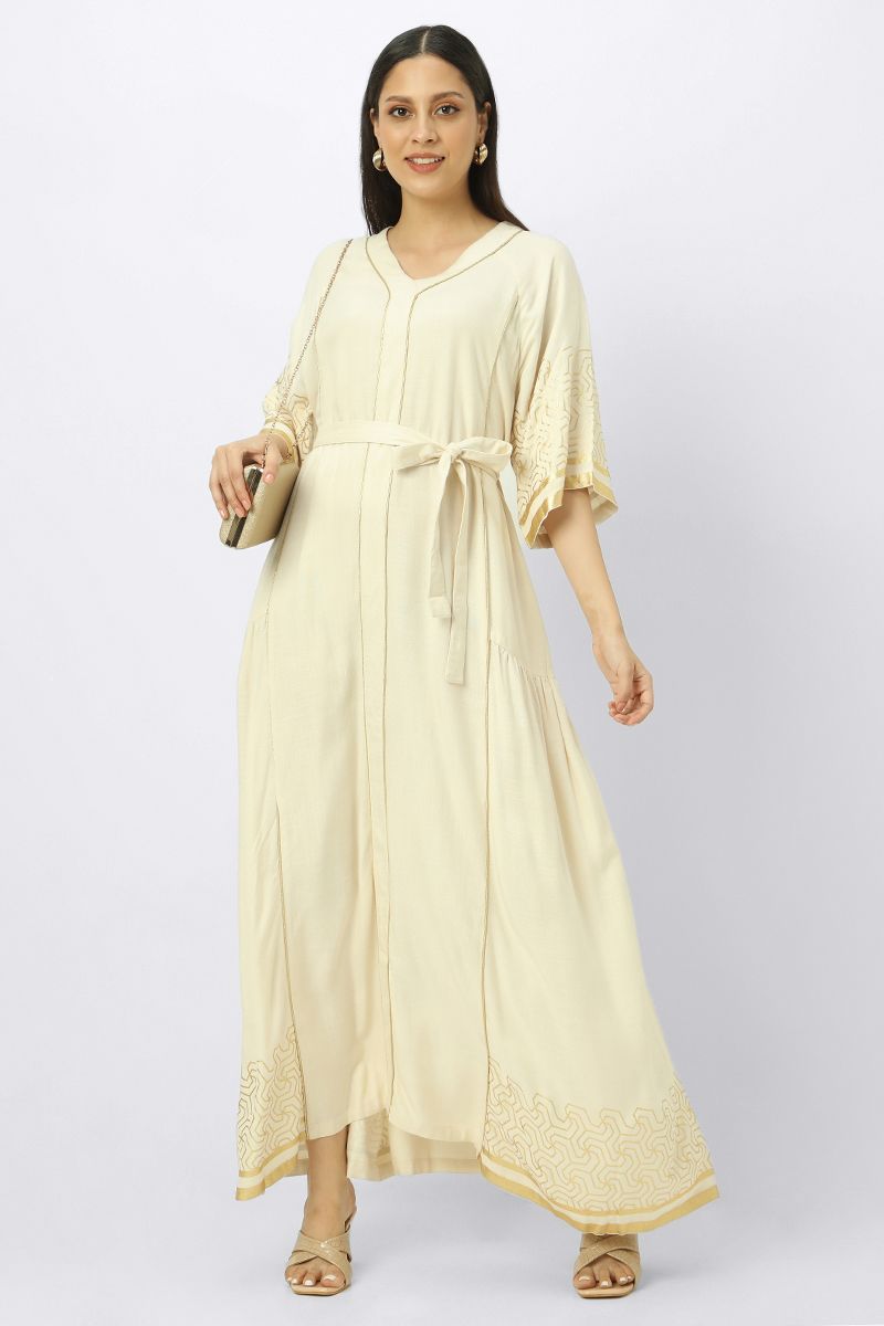 maxi women dress with arabisque prints