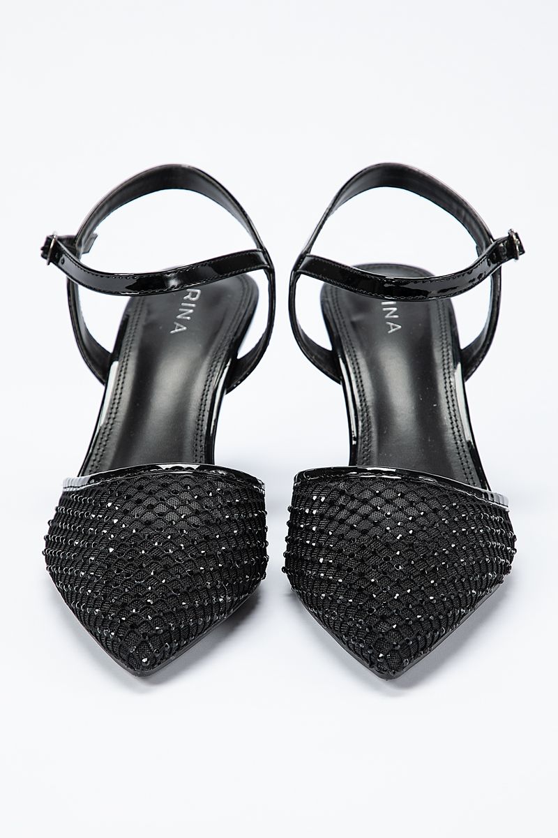 classic women heeled shoes with rhinestones