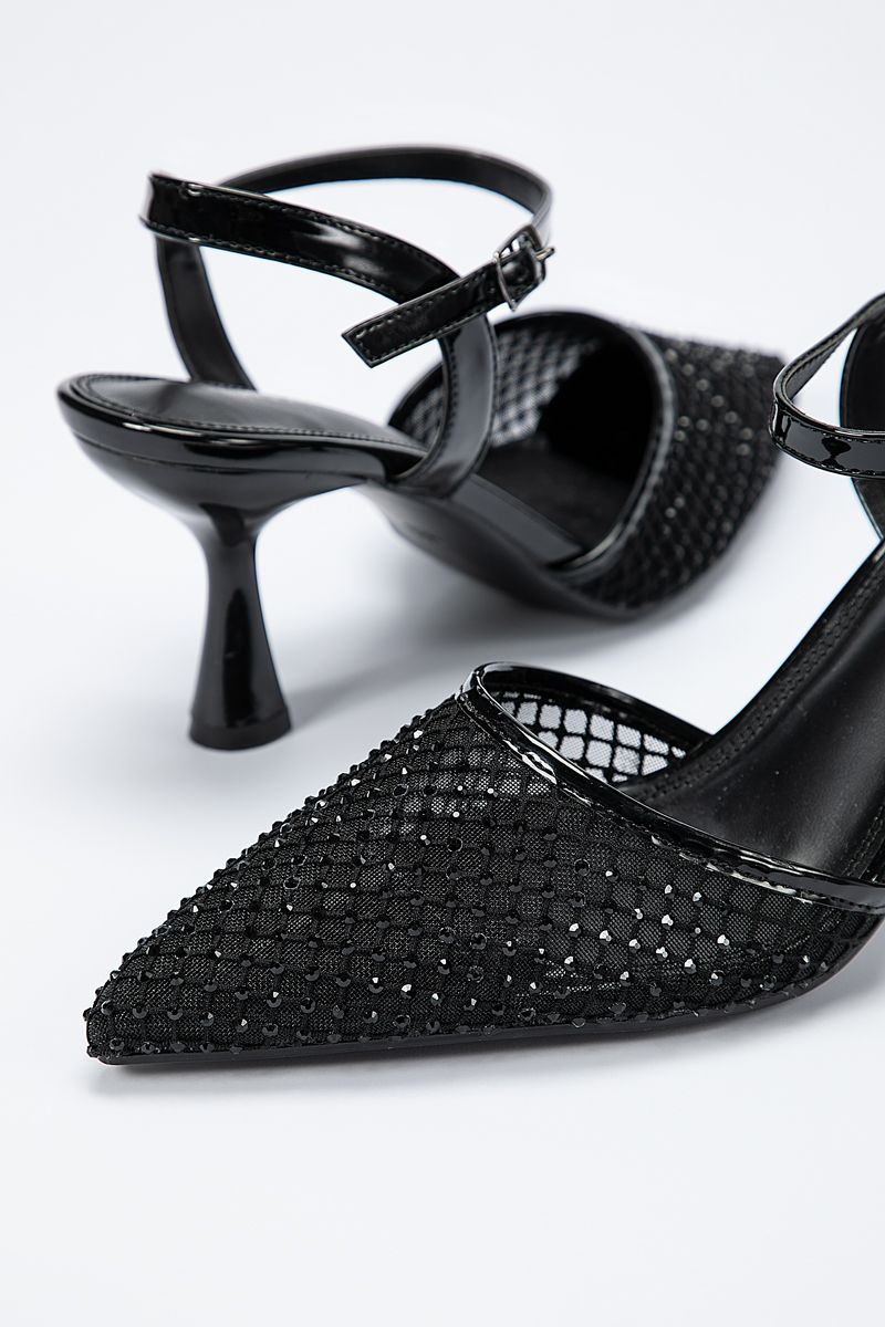 classic women heeled shoes with rhinestones