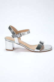 metallic women heeled open sandal
