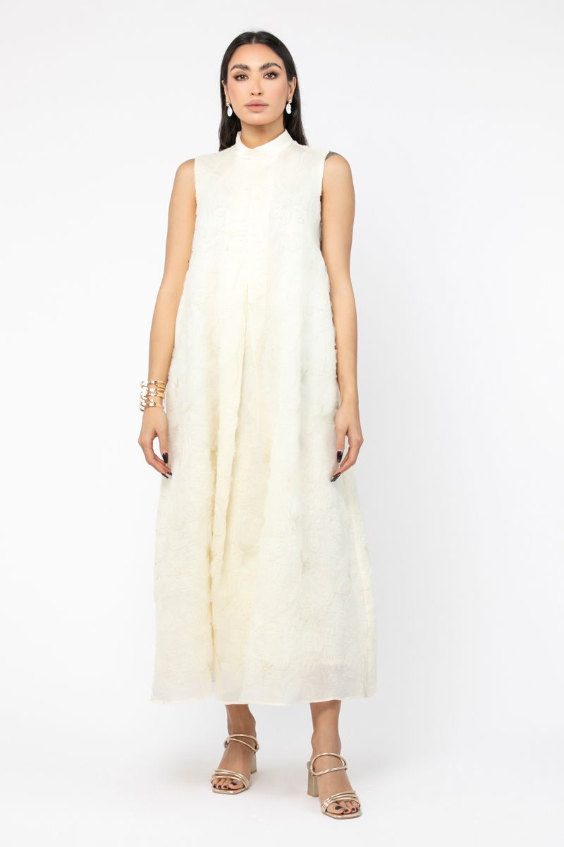 women dress with bulky embroidery