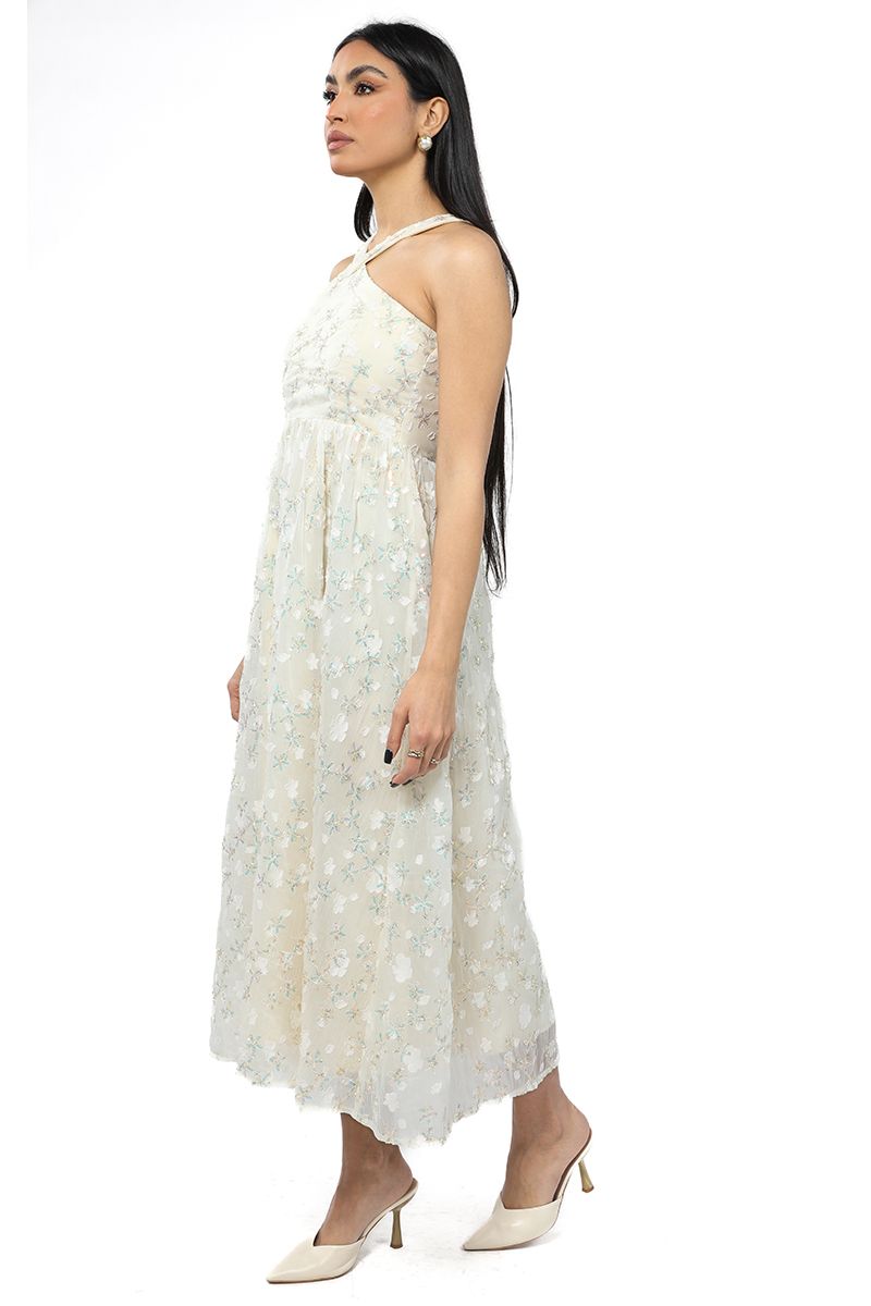 longline women dress with embroidery and sequin