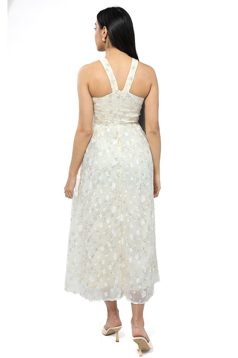 longline women dress with embroidery and sequin