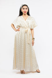 striped women wrap dress