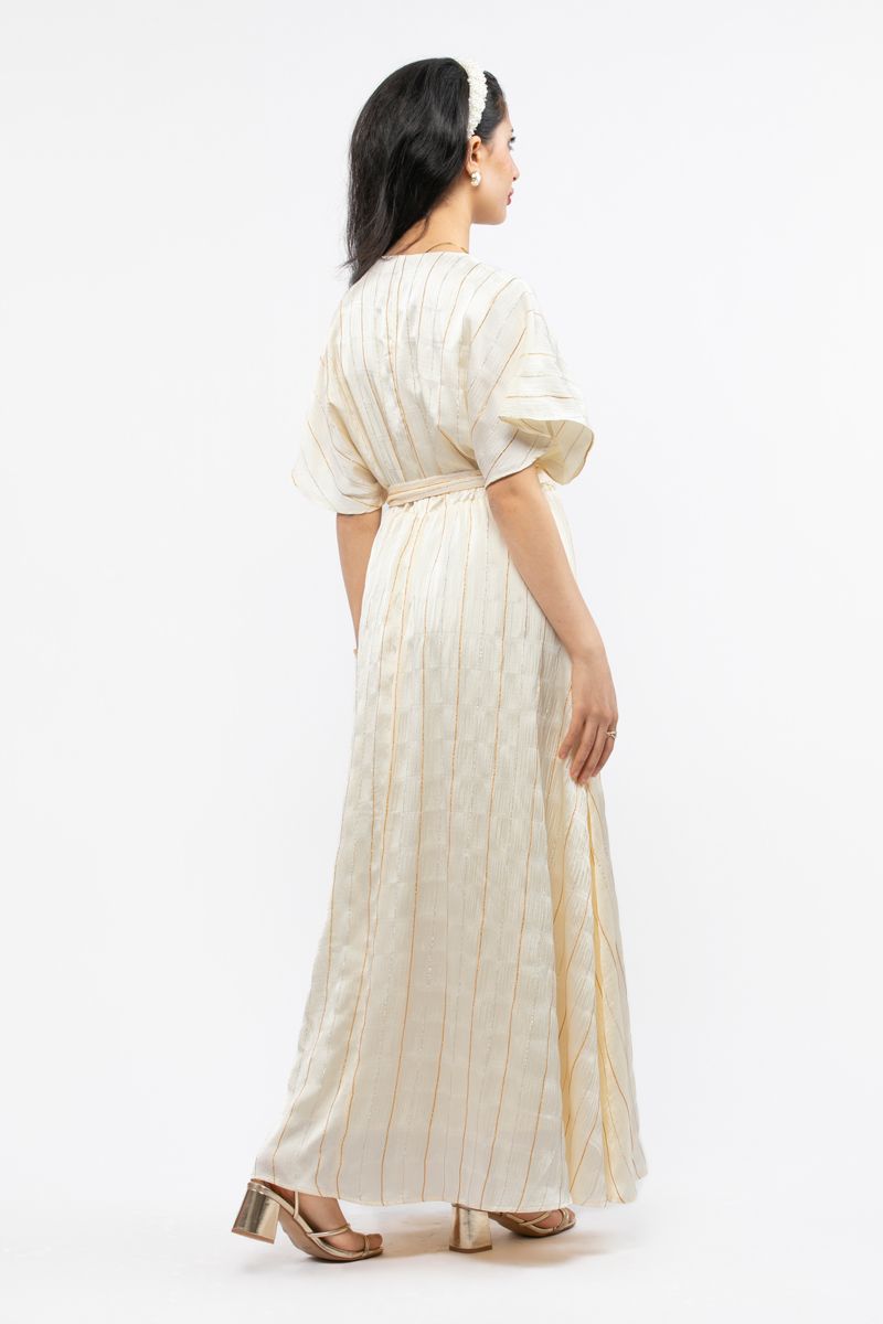 striped women wrap dress