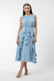 sleeveless women dress with ruffles