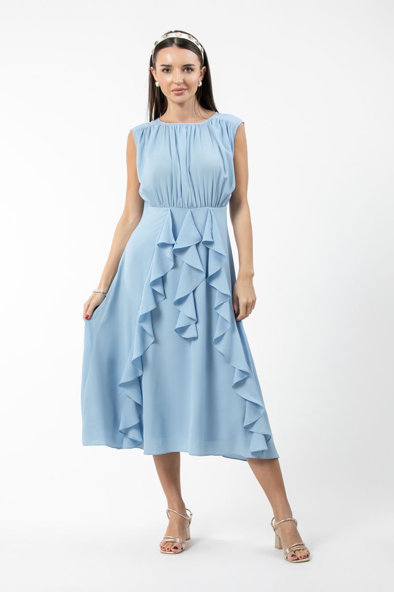 فستان نسائي مكشكش بدون أكمام