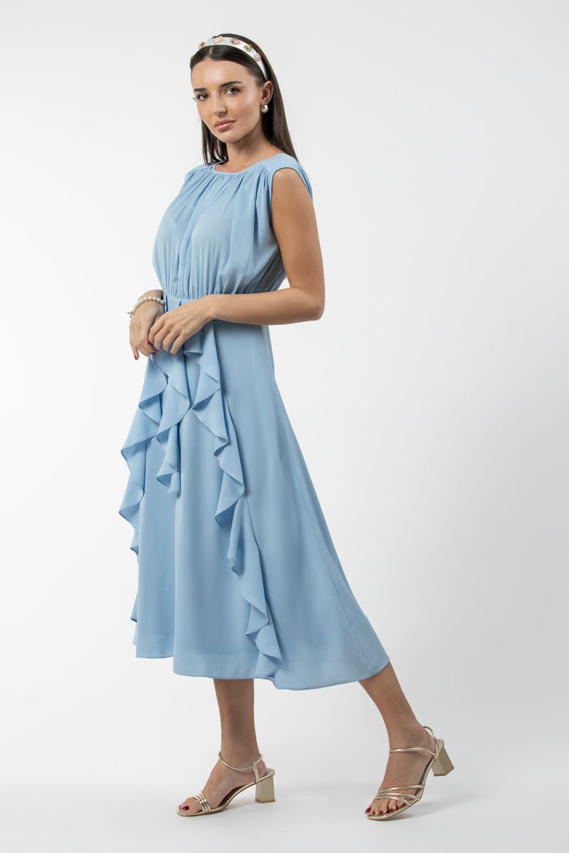 sleeveless women dress with ruffles