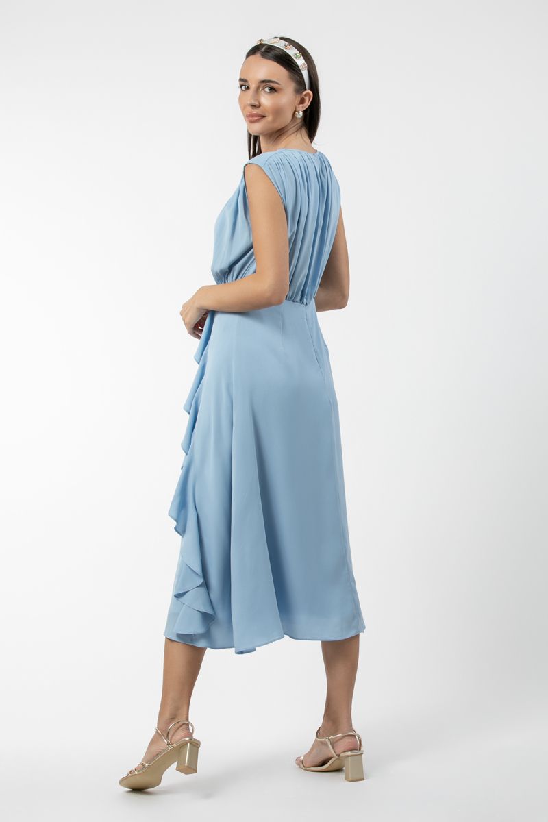 sleeveless women dress with ruffles