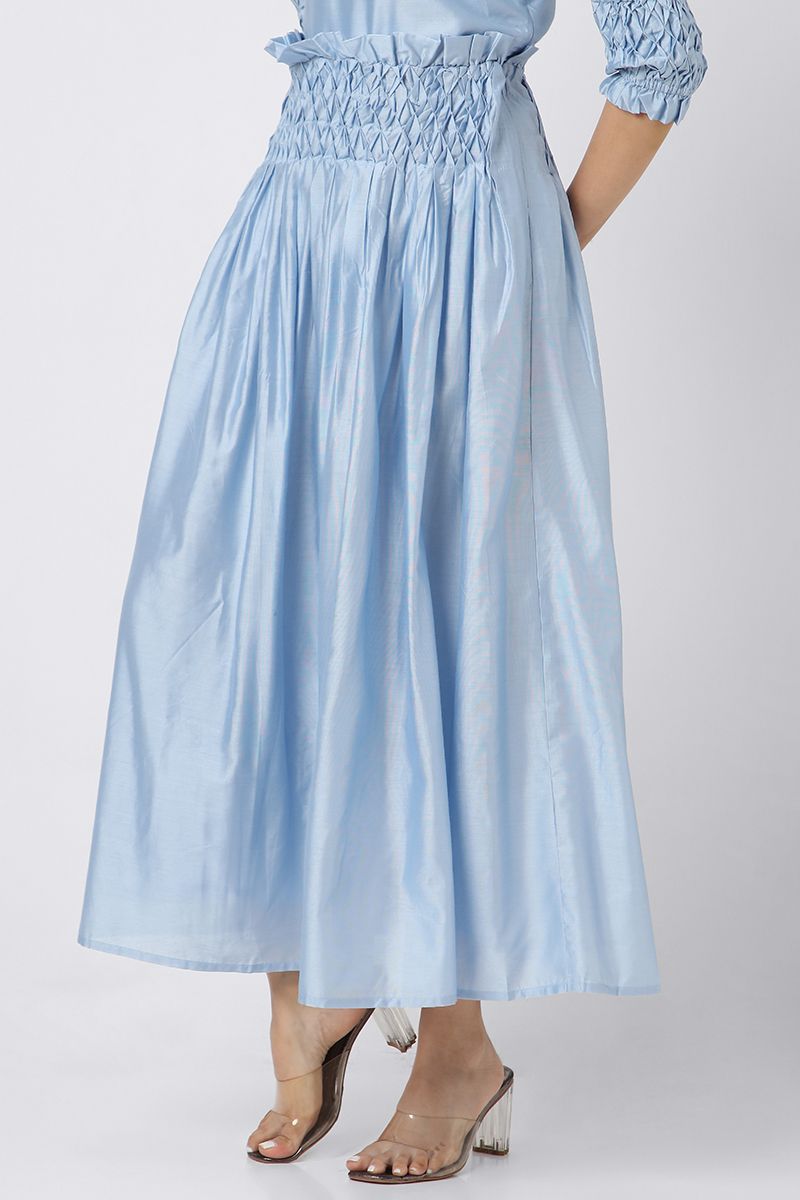 longline women skirt with geometric folds