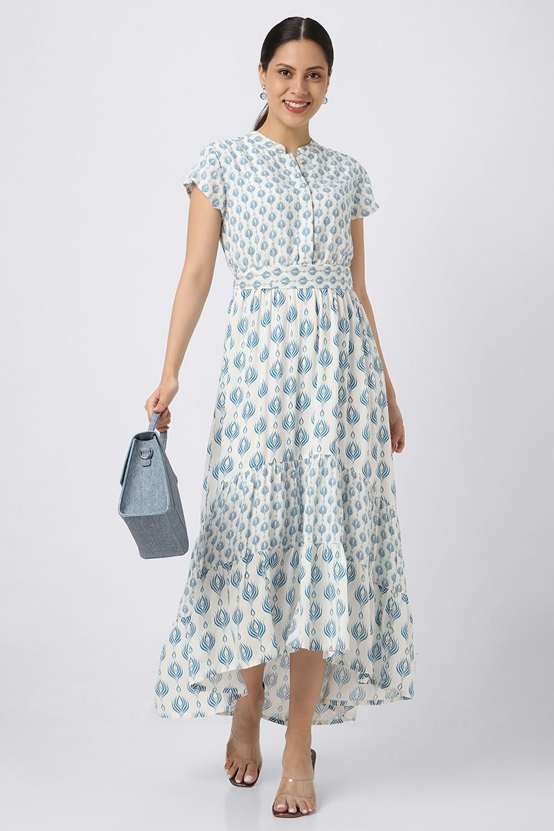asymetric printed women dress