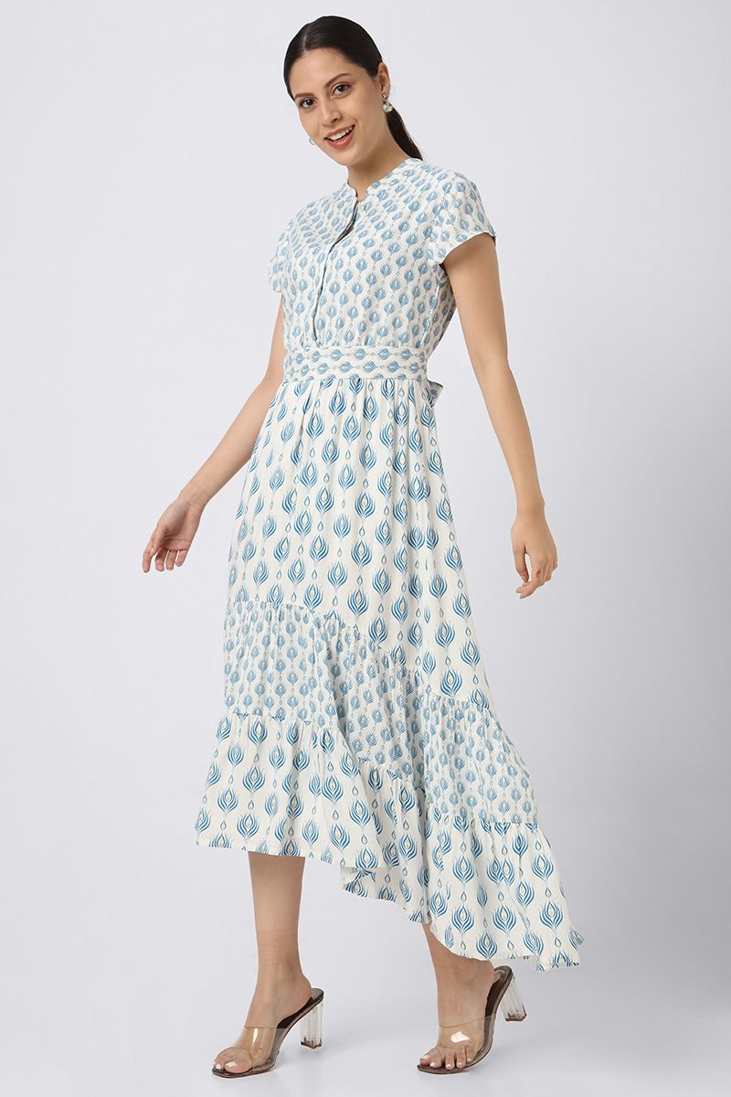 asymetric printed women dress