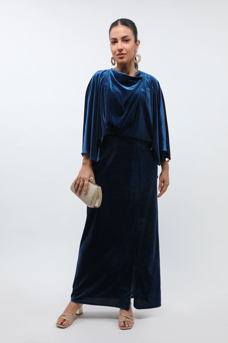 solid colored velvet maxi women dress