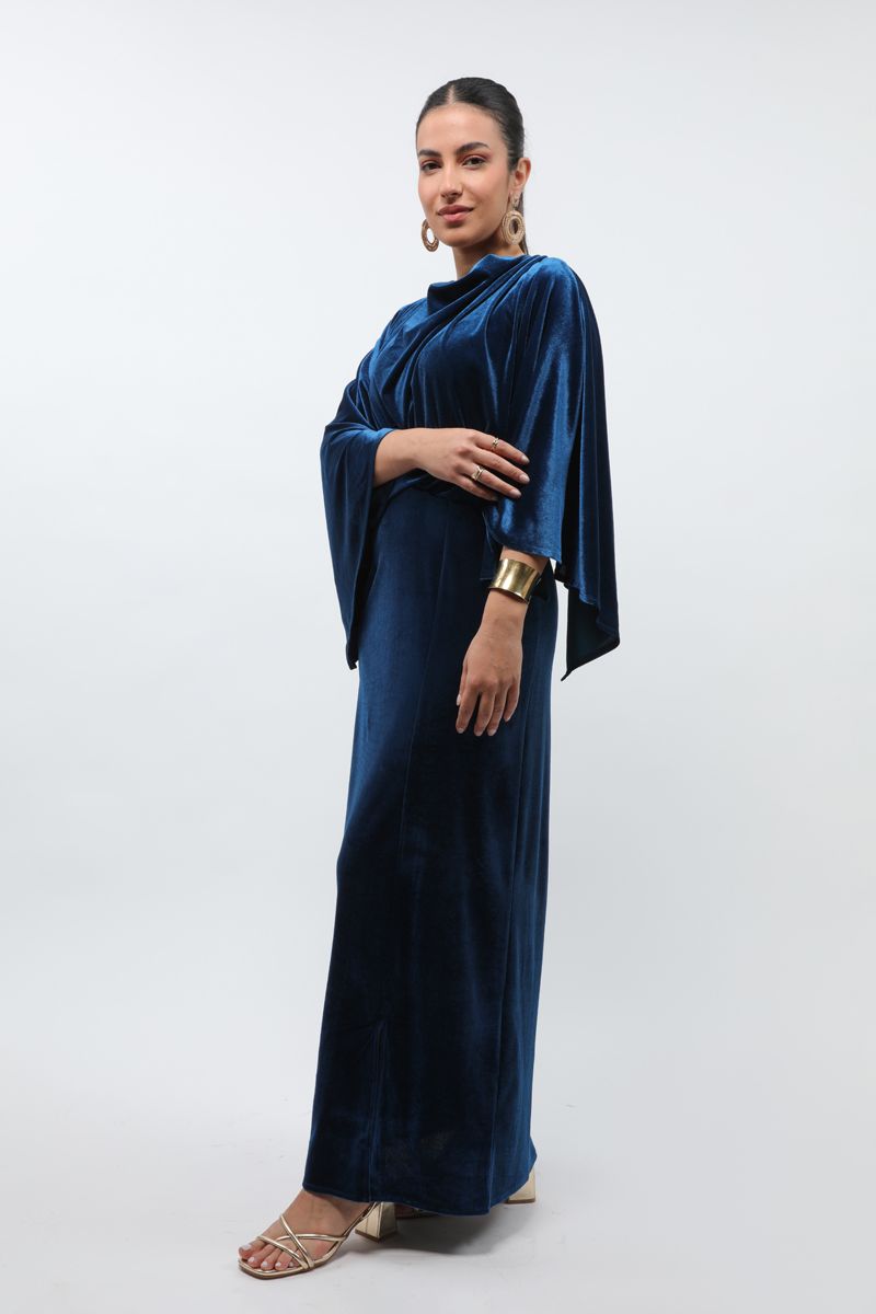 solid colored velvet maxi women dress
