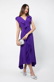 asymetric women dress with ruffles