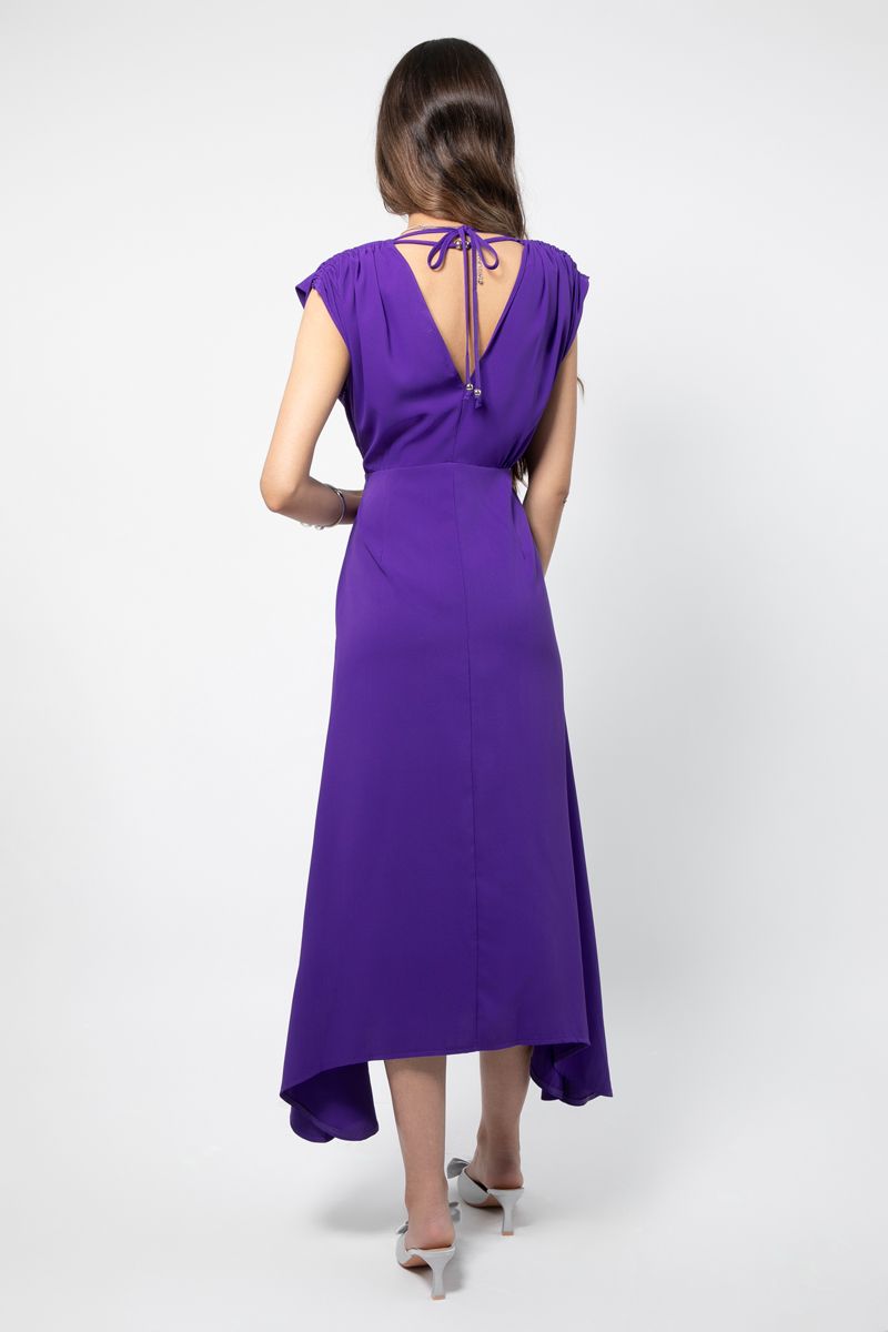 asymetric women dress with ruffles