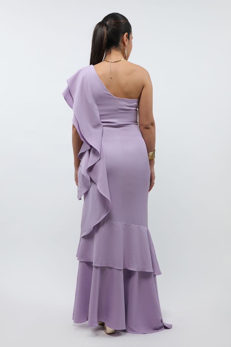 women maxi dress with layered ruffles