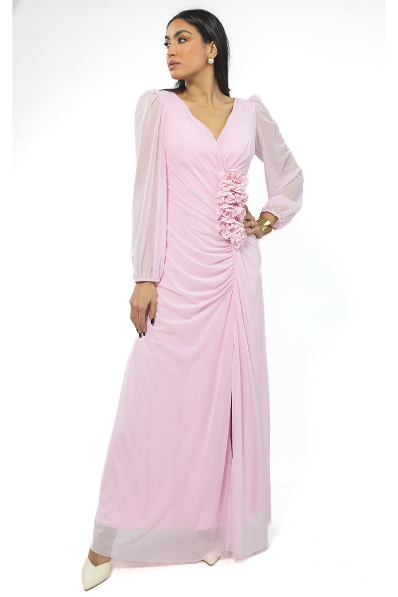 maxi women dress with floral ornaments