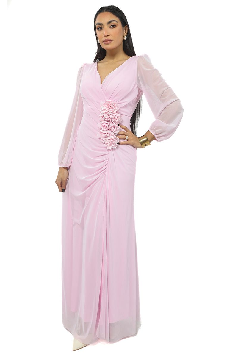 maxi women dress with floral ornaments