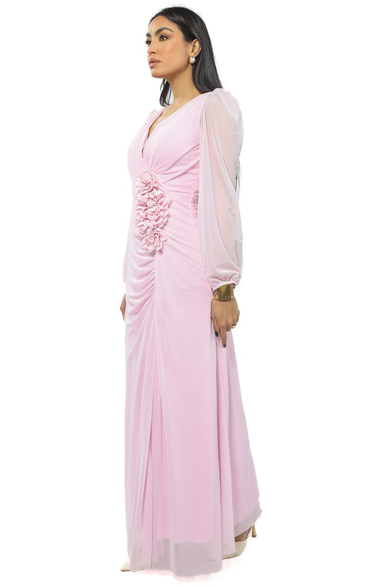 maxi women dress with floral ornaments