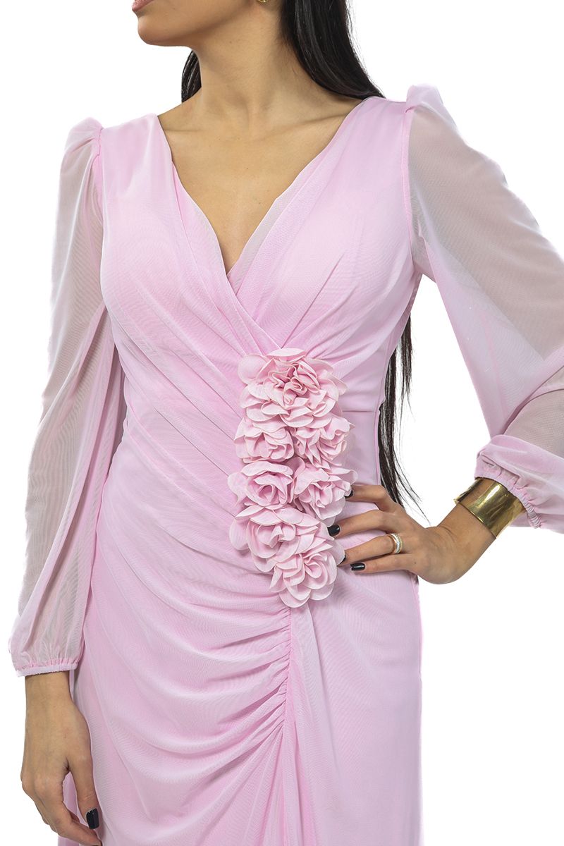 maxi women dress with floral ornaments