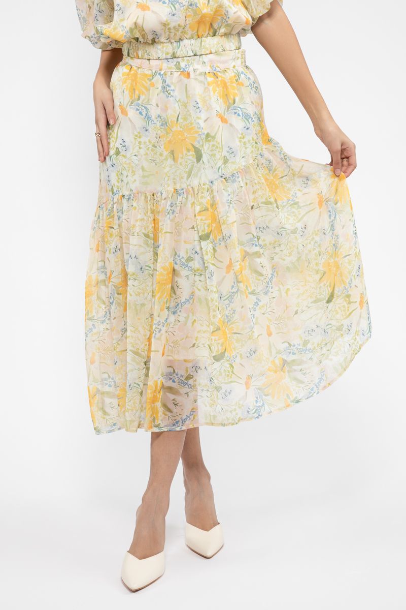 floral printed longline women skirt