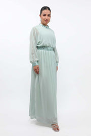 فستان نسائي ماكسي بتفاصيل ترتر