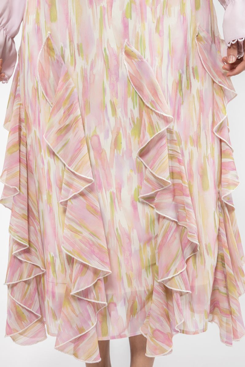 printed longline women skirt with ruffles