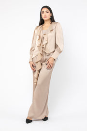 wide leg satin women pants