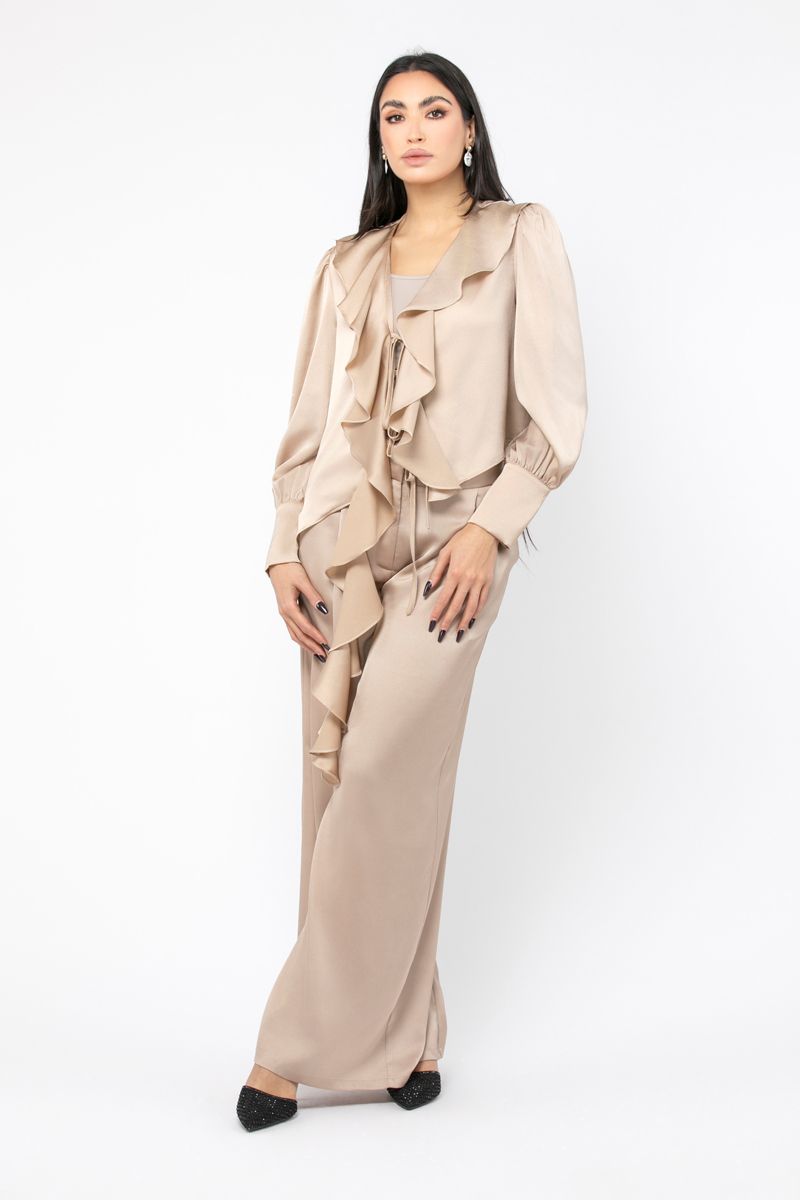 wide leg satin women pants