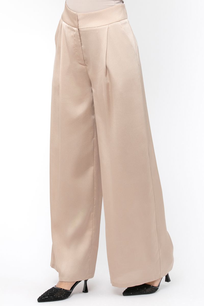wide leg satin women pants