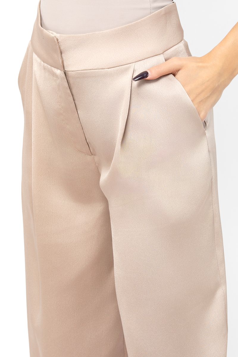 wide leg satin women pants