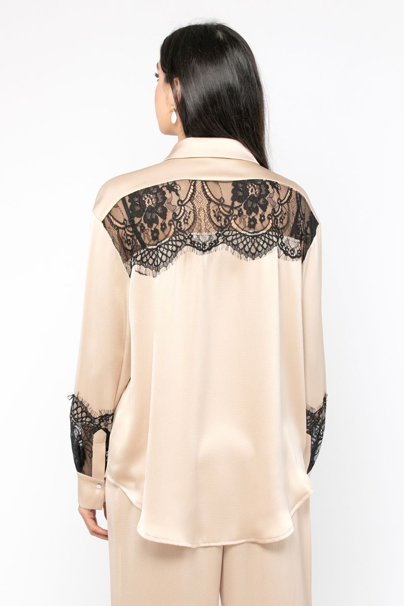 women satin shirt with dantel details