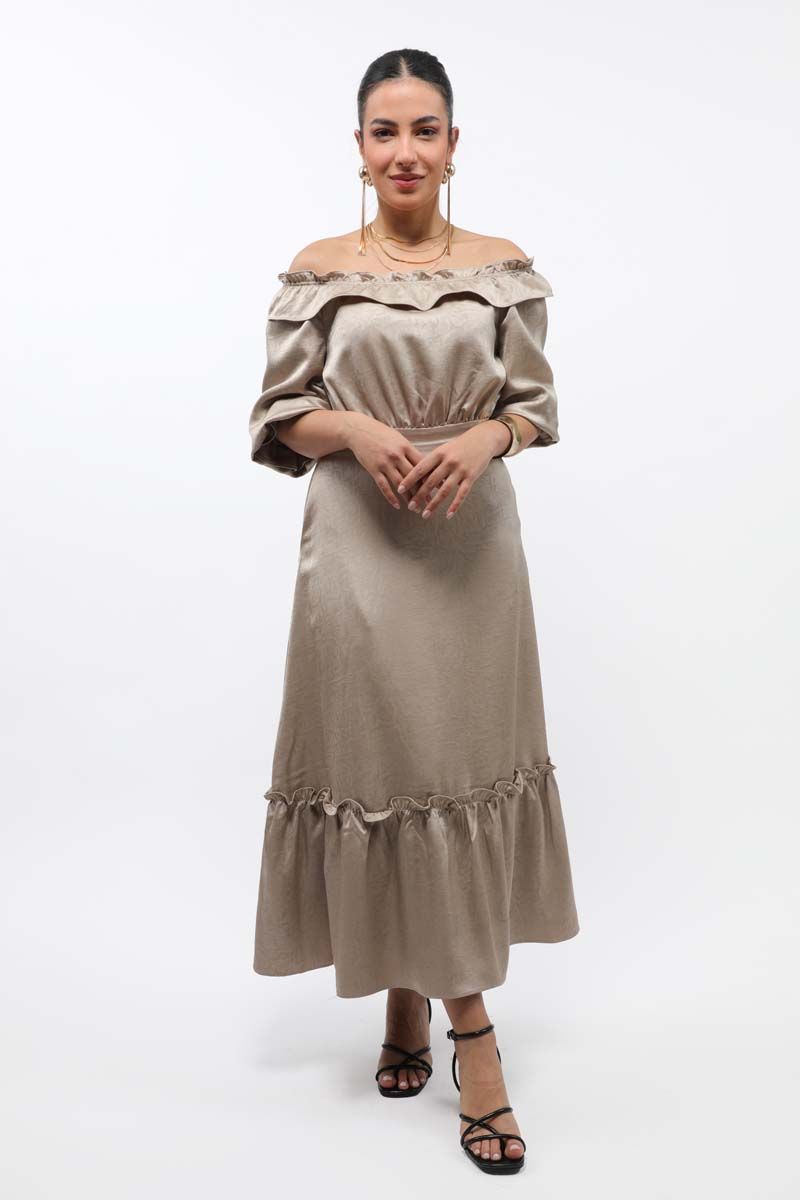 off-shoulder women dress with ruffle