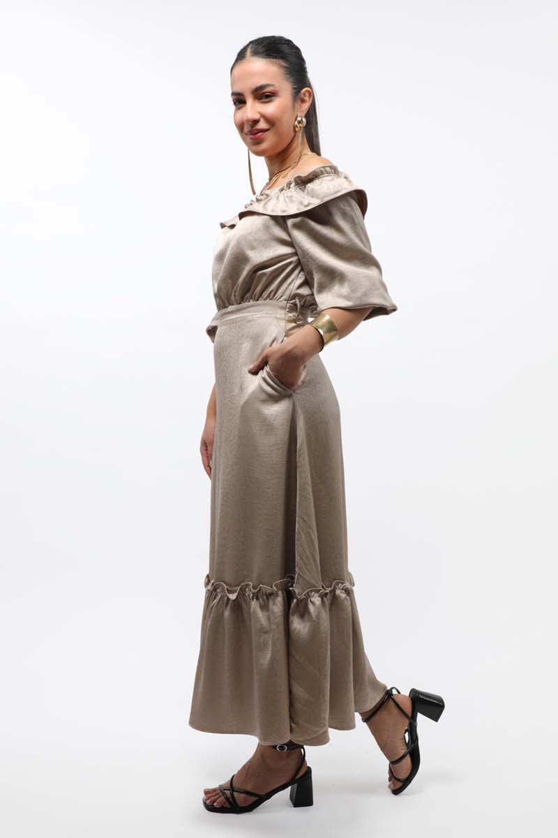 off-shoulder women dress with ruffle