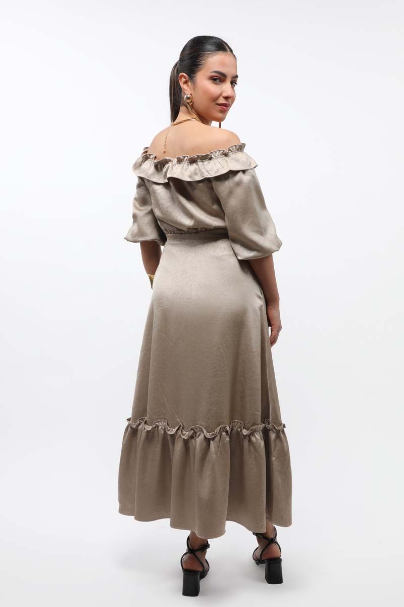 off-shoulder women dress with ruffle