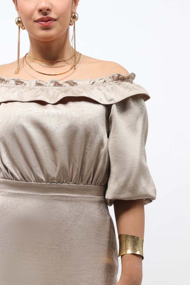 off-shoulder women dress with ruffle
